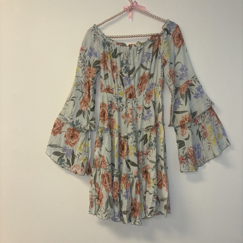 Blue B Floral Dress Sz M Fairy Ethereal Dainty Mini Bell Tropic Beachy NWT Milkm - Picture 3 of 11